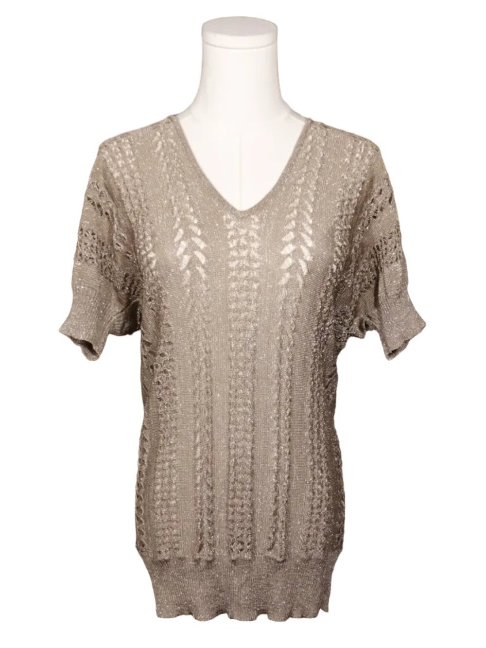 The Limited Metallic Open Knit Tunic Sweater-M